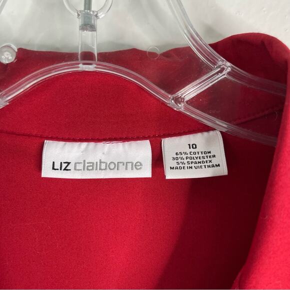 Liz Claiborne red belted mod retro rockabilly belted midi pleated dress 10 - Picture 5 of 6